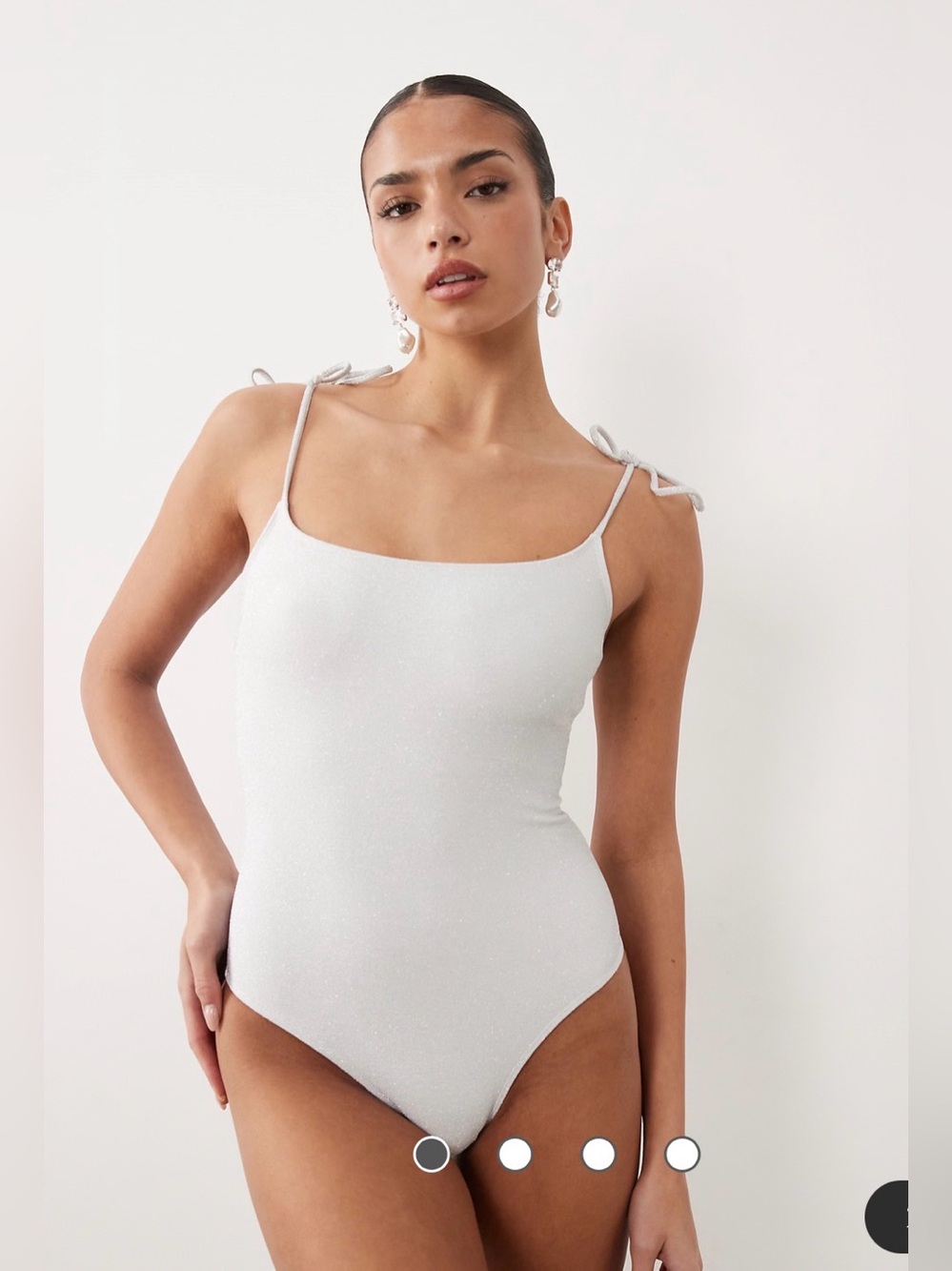 NWT South Beach Shimmer Tie-Shoulder white one piece Swimsuit - size 12 US